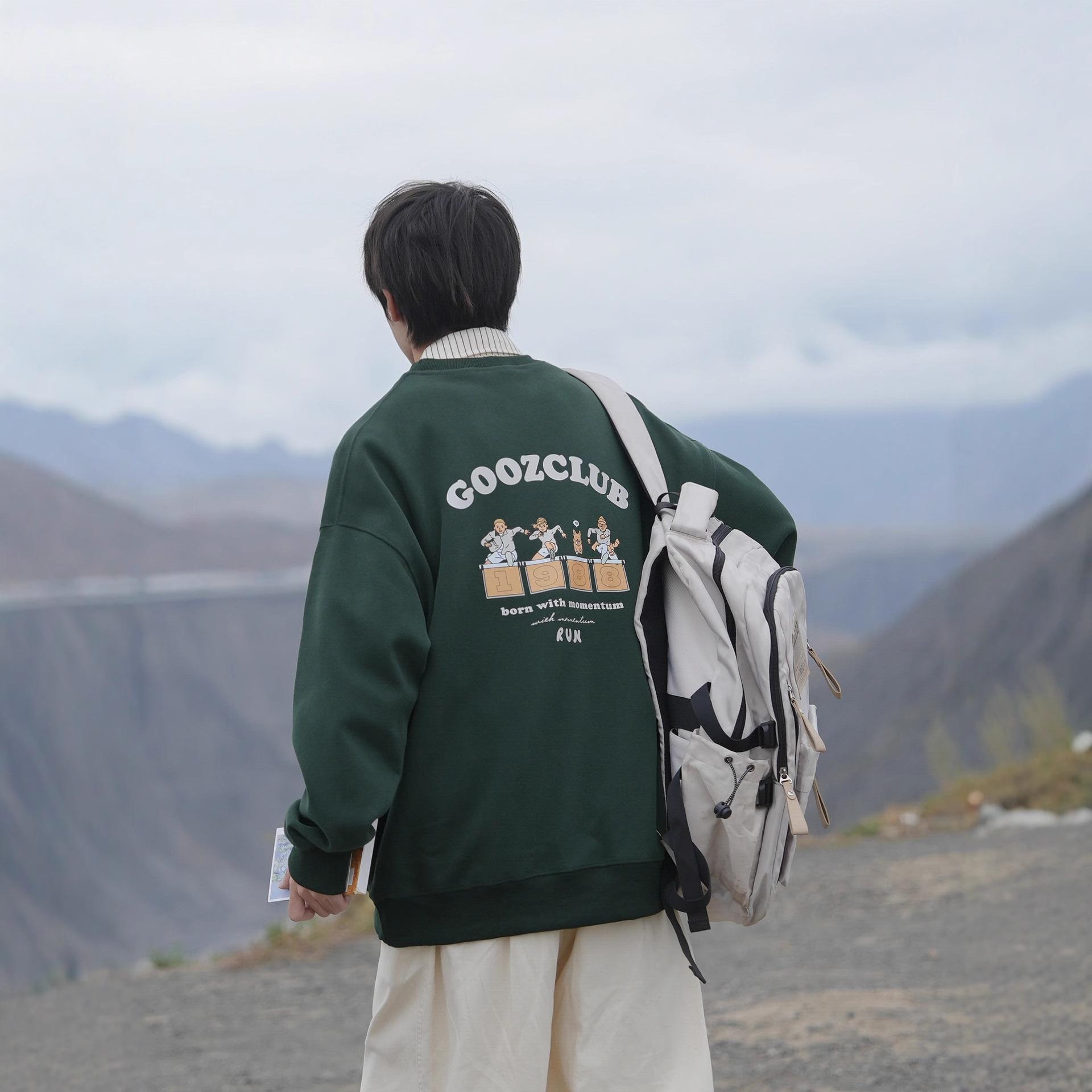 Свитер с круглым вырезом Мужской и Женский Весенний, Осенний и Зимний Флисовый Утепленный С принтом Свободный Мальчиковый Пуловер 5XL