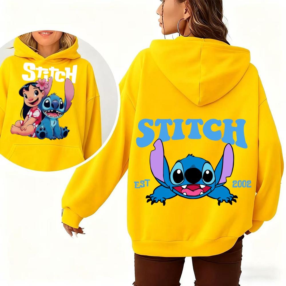 Stitch Women's Hoodie Sweatshirt Autumn Winter Warm Pullover Cute Cartoon Print Fashion Streetwear Outdoor Activities