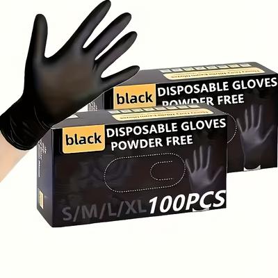 Black Disposable Nitrile Gloves | Lightweight, Suitable for Home Cleaning, Pet Care, Hair Dyeing - Available In Four Sizes (S/M/L/XL), Multifunctional