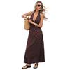 New Arrival: Sexy, Retro, Holiday-Style Halter-Neck Dress – Fitted, Deep V-Neck, Spotted Spaghetti-Strap Dress
