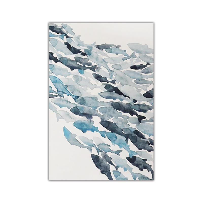 

Школа рыб синий акварельный декор скандинавский постер с принтом минималистичный настенный художественный холст картина гостиная домашний декор 30x40cm No Frame