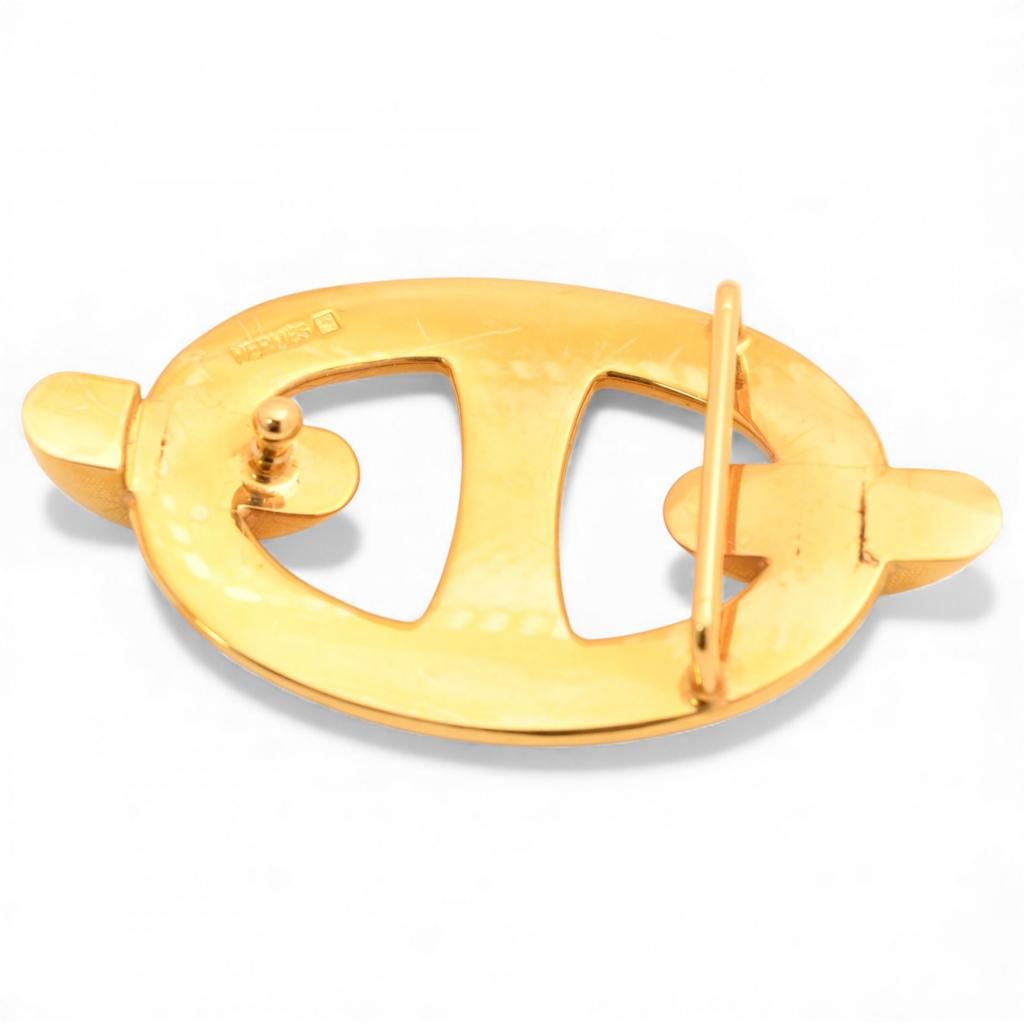 Auth HERMES Chaine d'Ancre Leather Belt Brown he9634gg Used