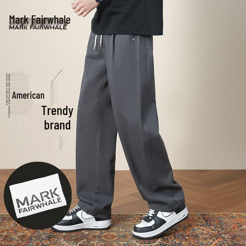 MARK FAIRWHALE Men s Lyocell Blend Loose Straight Casual Pants 4XL серый