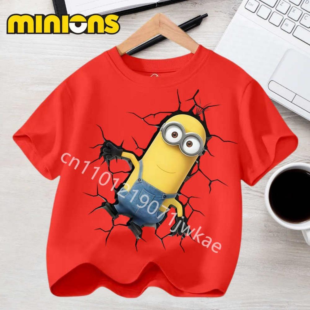 Anime Minions T-shirts for Children Kawaii Cartoon Graphic T Shirts Girls Casual Short Sleeves Tops Summer Baby Boys Clothing