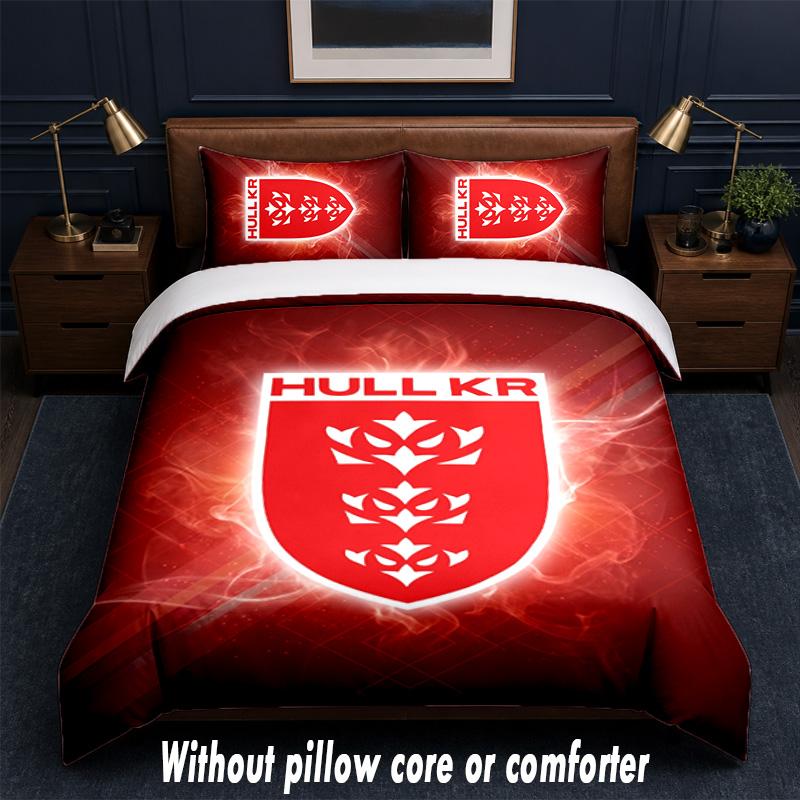Hull KR Design Bed Bedding Set 1 Duvet Cover + 2 Pillowcases Soft Breathable Household Bed Linens
