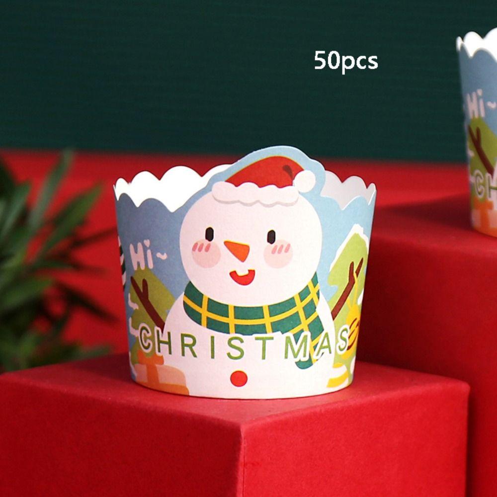50 sztuk papierowe opakowanie na babeczki świąteczne święty mikołaj łoś bałwan pingwin Muffin foremki do babeczek DIY
