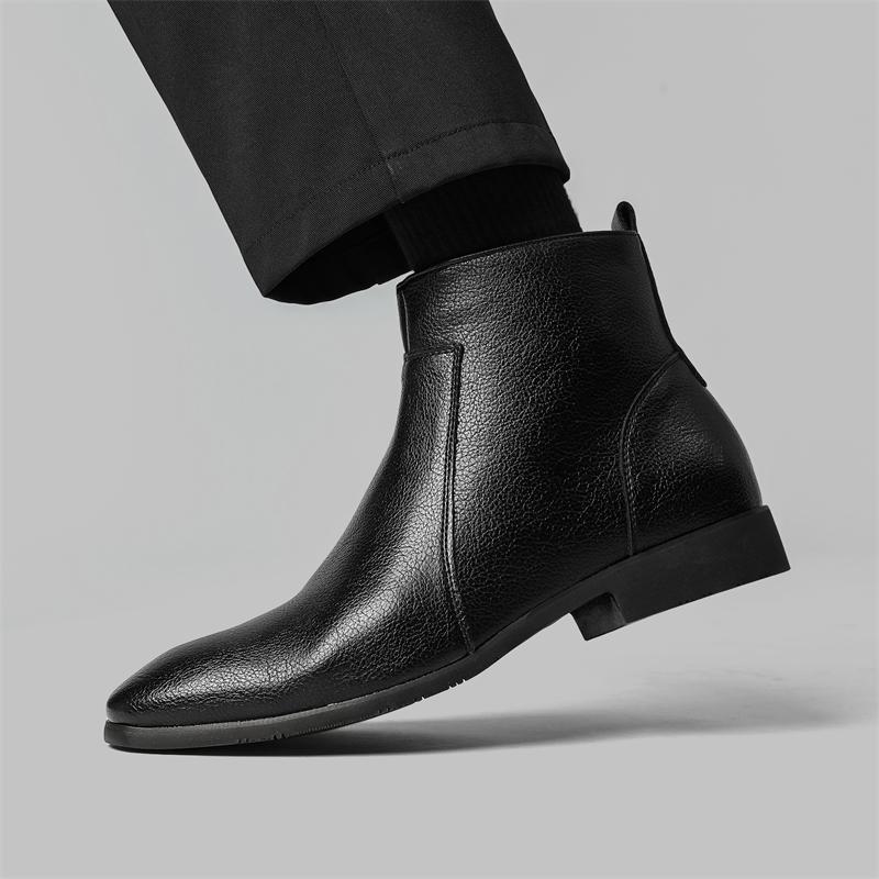 Klassische Elegante Lässige Leder Chelsea Boots für Herren Mode Spitzschuh Herren Slipper Stiefeletten Freizeitspaziergang Geschäftsschuhe
