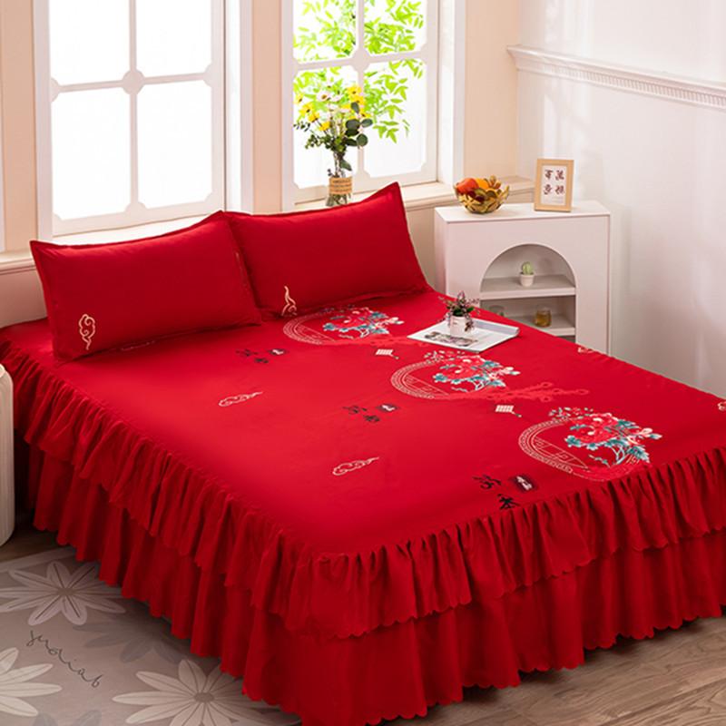 Bedroom Household Single-piece Sanding Bed Skirt Solid Color Skin-friendly Bedspread Bed Cover Bedroom Student Dormitory Sheets