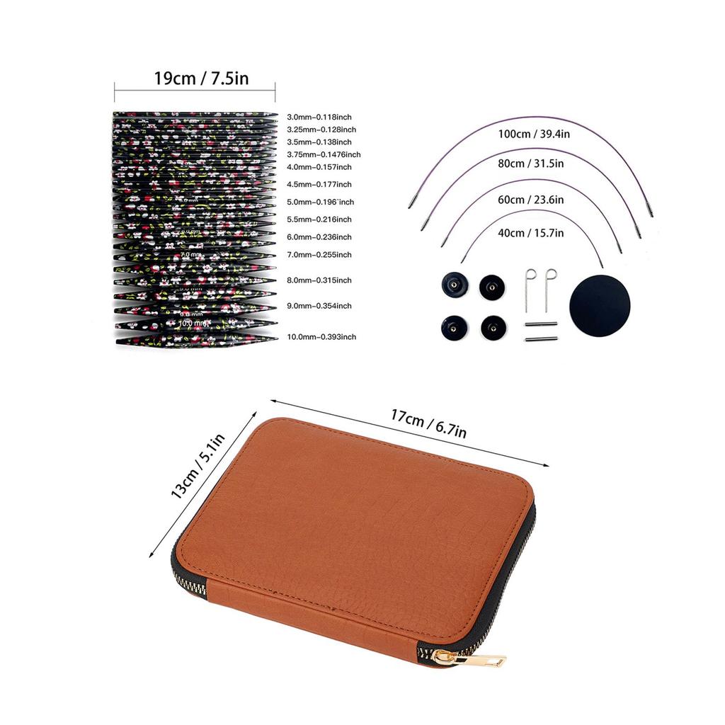 Crochet Needle Circular Needle Knitting Sewing Machine Needle Aluminum Easy to Storage 17 X 13cm 3.0mm-10.0mm Set, Set, Needles, Kit, Material, Use,