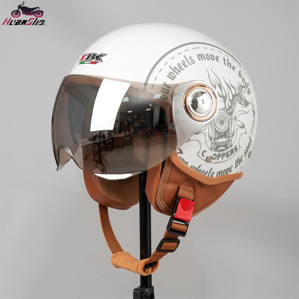 Men's Motorcycle Half Helmet Cruising Pedal Bike Cute Cartoon Anti-Fog Helmet Electric Vehicle Ladies Universal Four Seasons