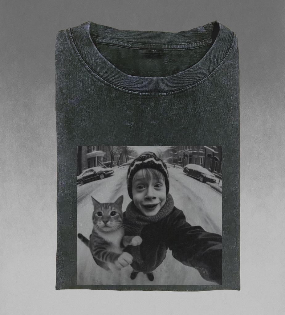 Comfort Colors® 90s Christmas Movie Child Star and Cat Vintage T-Shirt, Graphic Tee