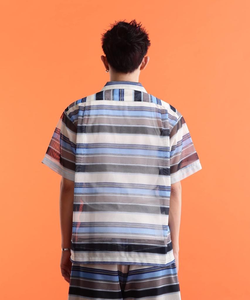 Schott NYC Patterned Mesh SS Shirt, Men's, Size M, 122, Navy Striped, 782-3123009