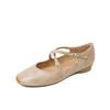 Vintage Cross-strap Mary Jane Shoes Women's Leather Single Shoes Spring Niche Shallow Mouth Flat Ballet Grandma Shoes
