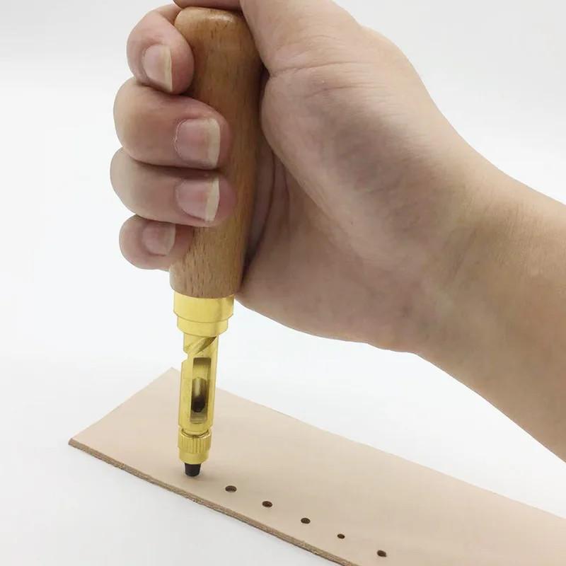 Hole Punch Screw Removable Book Drill Auto With 6 Size Tip 1.5-4mm Automatic Belts Screw Punch Leather Tools