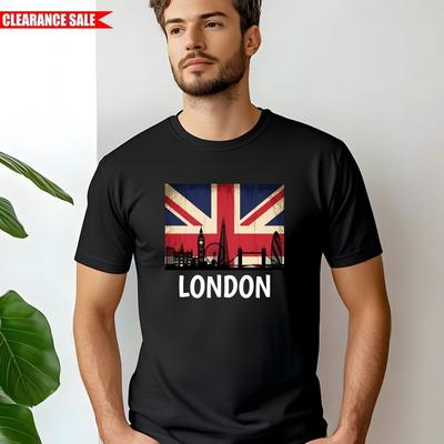 London Eye England T Shirt Printed UK Flag Souvenir Gift 100% Cotton Men Tee Top