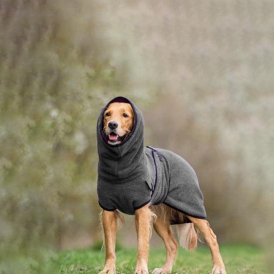 Pullover Pet Cotton Suit Golden Retriever Thickened Warm Hooded Solid Colour Dog Clothes