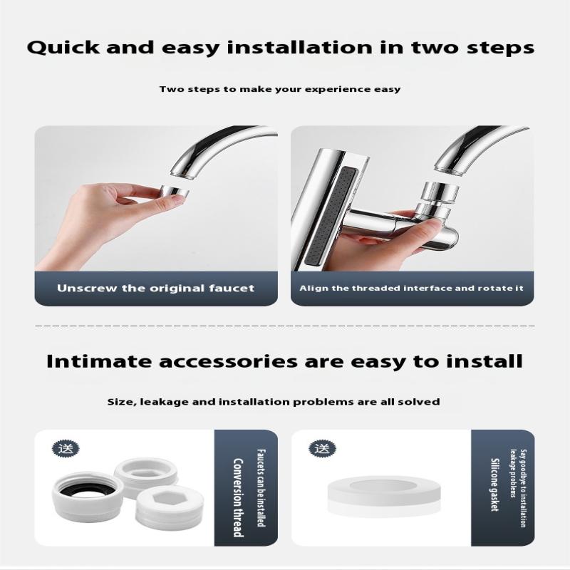 Baterie Bucătărie Cascadă Trei Moduri Universală Pivotantă Extensibilă Duză Anti-Stropire Chiuvetă Multifuncțională