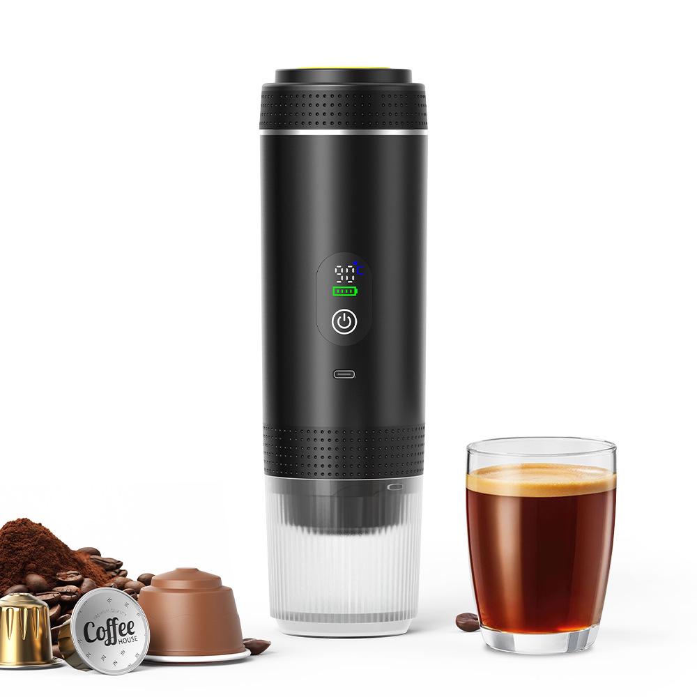 Compact Portable Coffee Maker: Fully Automatic, Heated, 3-in-1 Digital Display for Home, Camping, and Travel Use.