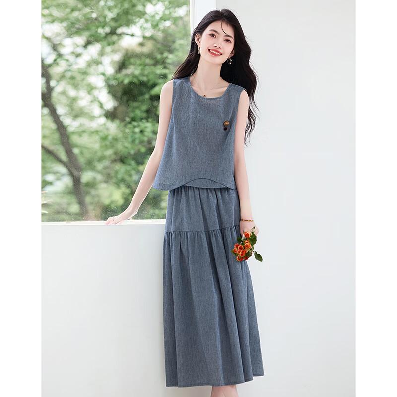 Xinfeiyu 2025 Summer Linen Blend Two-Piece Set