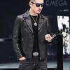 New Leather Jacket with Plush Men's PU Leather Motorcycle Short Fitting Korean Version Suit Collar Leather Jacket Jacket Jacket