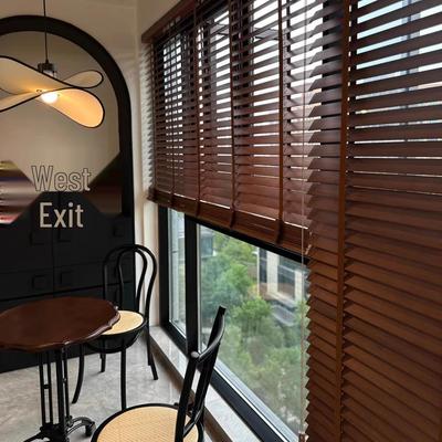 Retro Solid Wood Venetian Blinds for Home or Office - Blackout Sunshade for Living Room, Balcony, Bedroom & Study