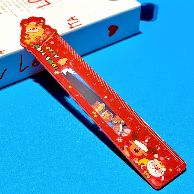 Cartoon Santa Claus Snowman Christmas Ruler Creative Drawing Painting Tool Reward Stationery Student Gift School Supplies
