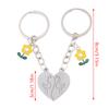 2Pcs/Set Couple Keychain Cute Love Heart Stitching Pendant Friendship Keychain Car Key Bag Jewelry Accessorie