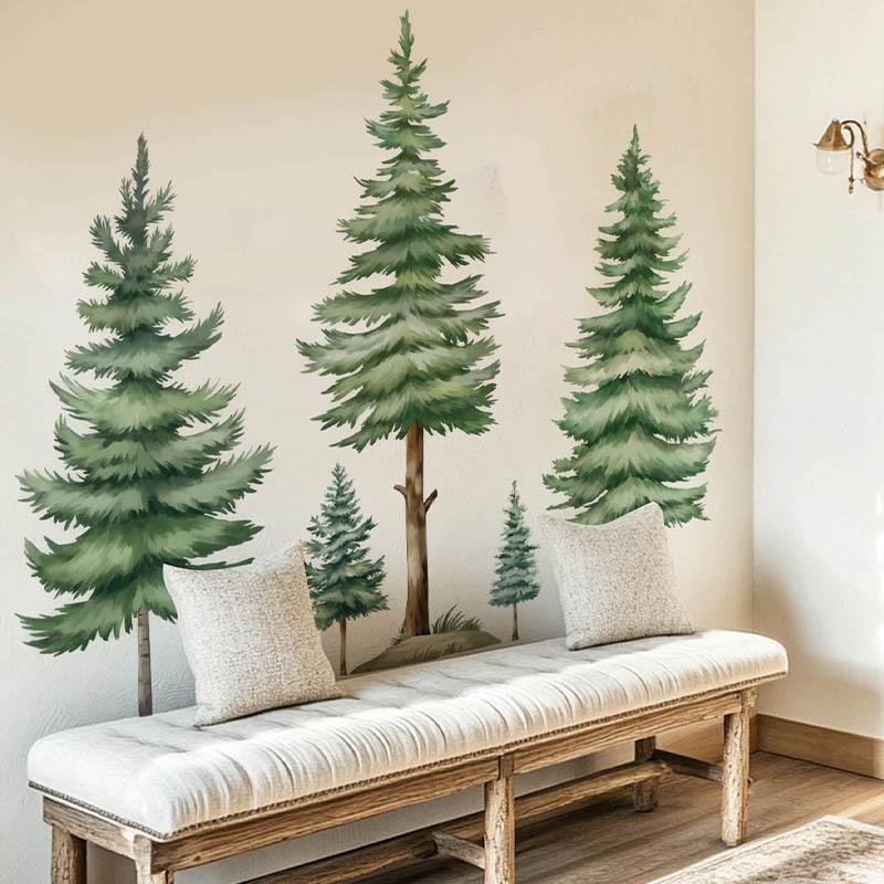 Fir Tree Green Plant Wall Sticker Self Adhesive PVC Kids Room Bedroom Living Room Decor