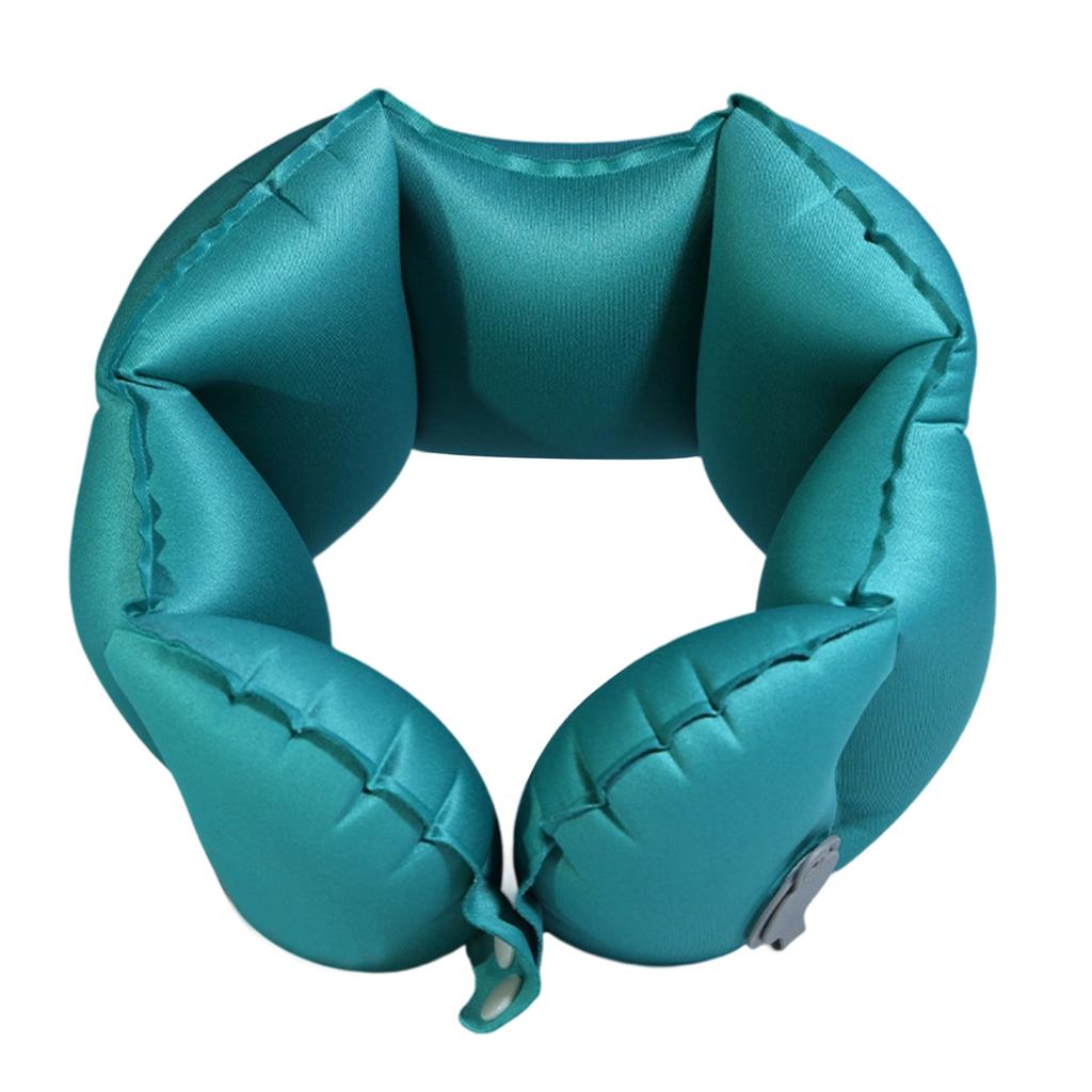 Inflatable Neck Pillow for Travel Office Rest With Air Pumps Storage Box Double Sideds Fabric TPU Materials