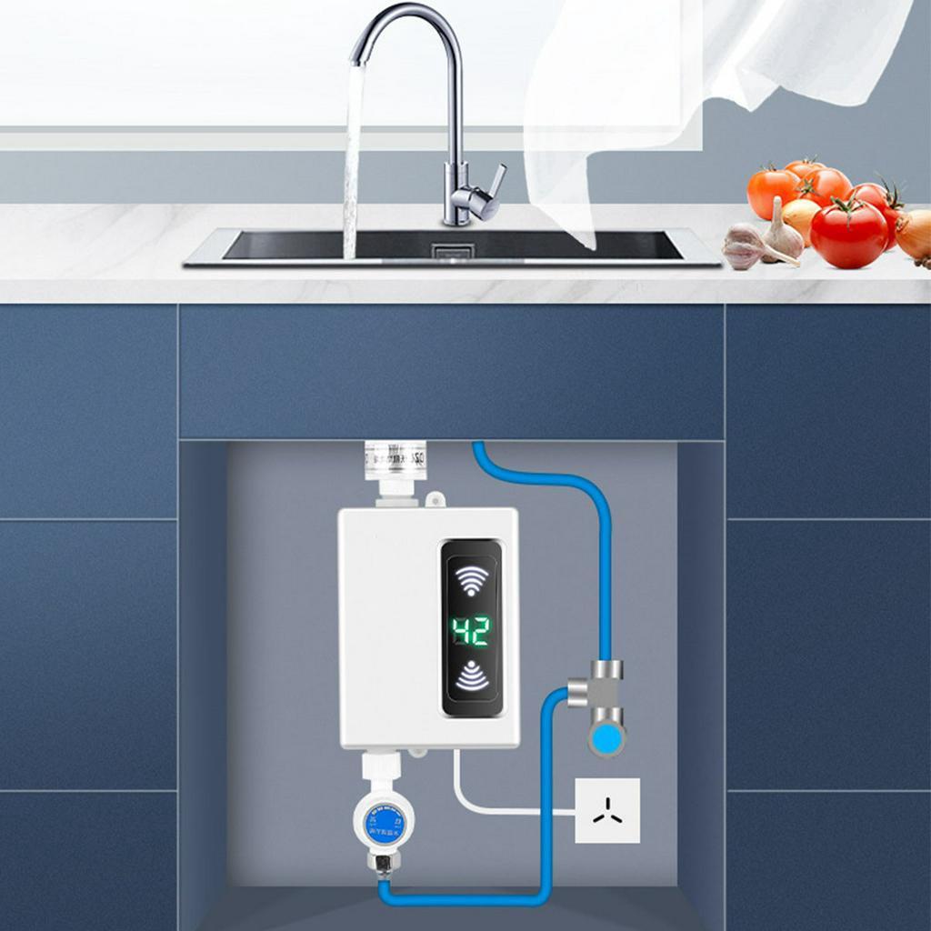 3000W Shower Tankless Tap Water Heater Bathroom Kitchen Instant Electric Hot Water Heater Tap Temperature Display Faucet