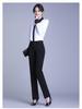 Women's High Waist Professional Black Trousers - Autumn/Winter Slimming Velvet Pants for Tall, Straight-Leg Office Wear