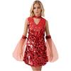 Costume Hippie Sequin da Donna per Halloween Anni '70 Disco Senza Maniche Mini Abito
