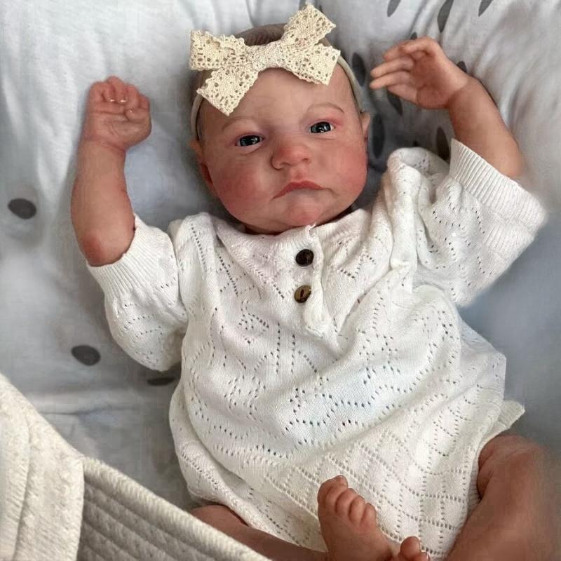 49CM Reborn Newborn Baby Dolls Levi Awake Soft Silicone Cloth Body Rebirth Doll Flexible 3D Paint Skin Visible Veins Hand Draw Hair Emulation Doll Toy