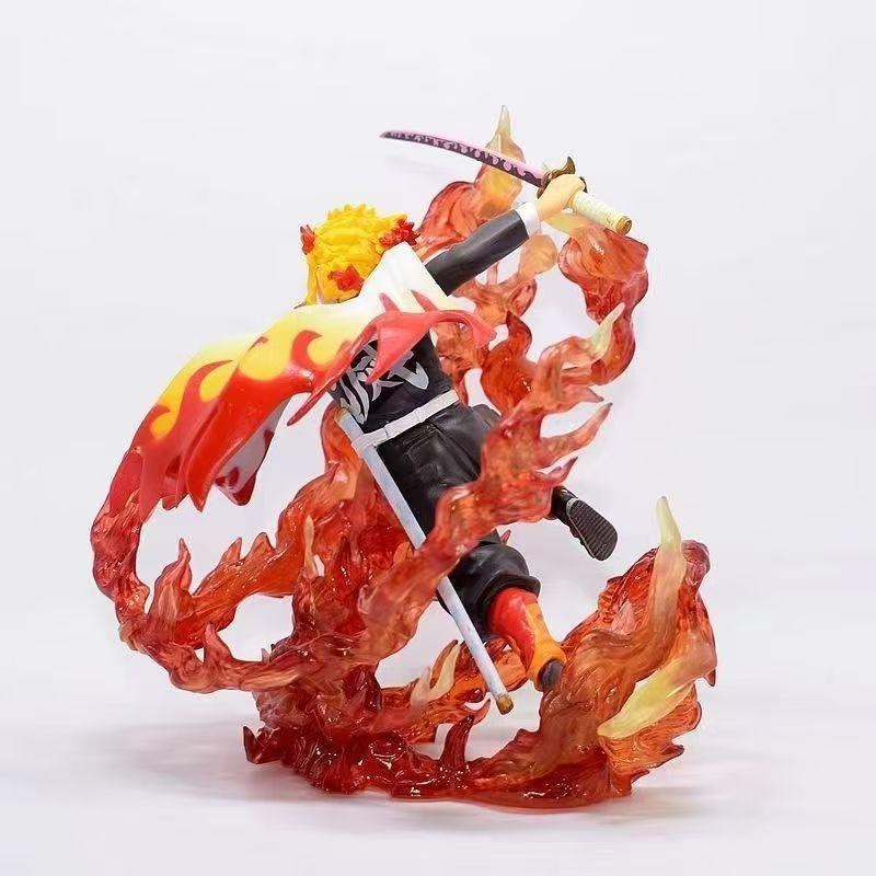 Demon Slayer 17cm Kyojuro Rengoku Statue, Flame Hashira Battle Pose Anime Figure, Premium Collectible Model & Display