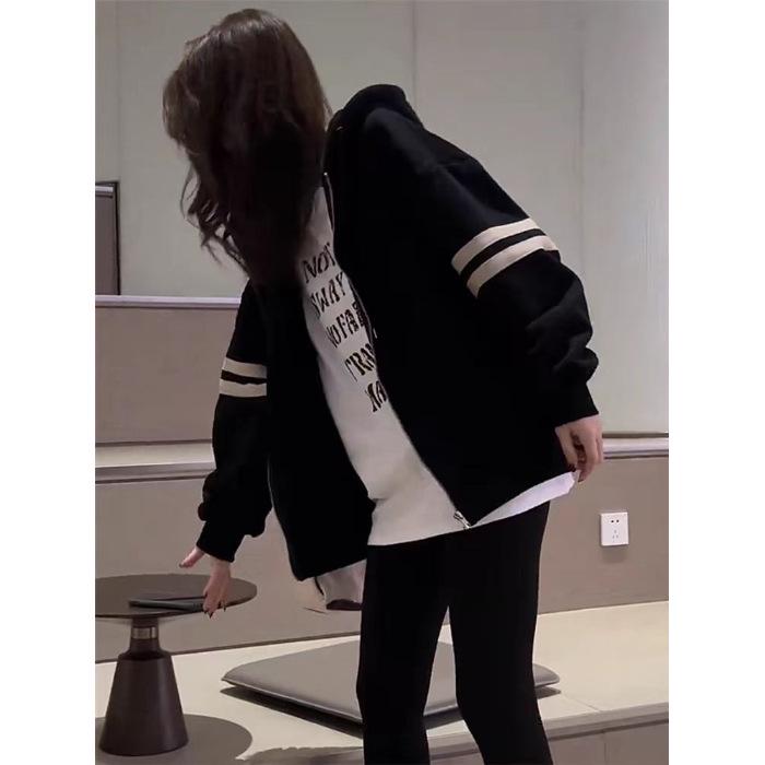 

Женская толстовка-куртка с капюшоном в студенческом стиле - Зимний утолщенный дизайн 2XL