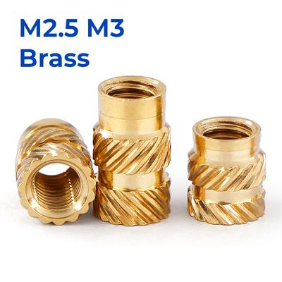M2.5 M3 Brass Insert Nut Double Twill Copper Nuts Hot Melt Knurled Thread Nuts Injection Embedment Insertion Copper Nut