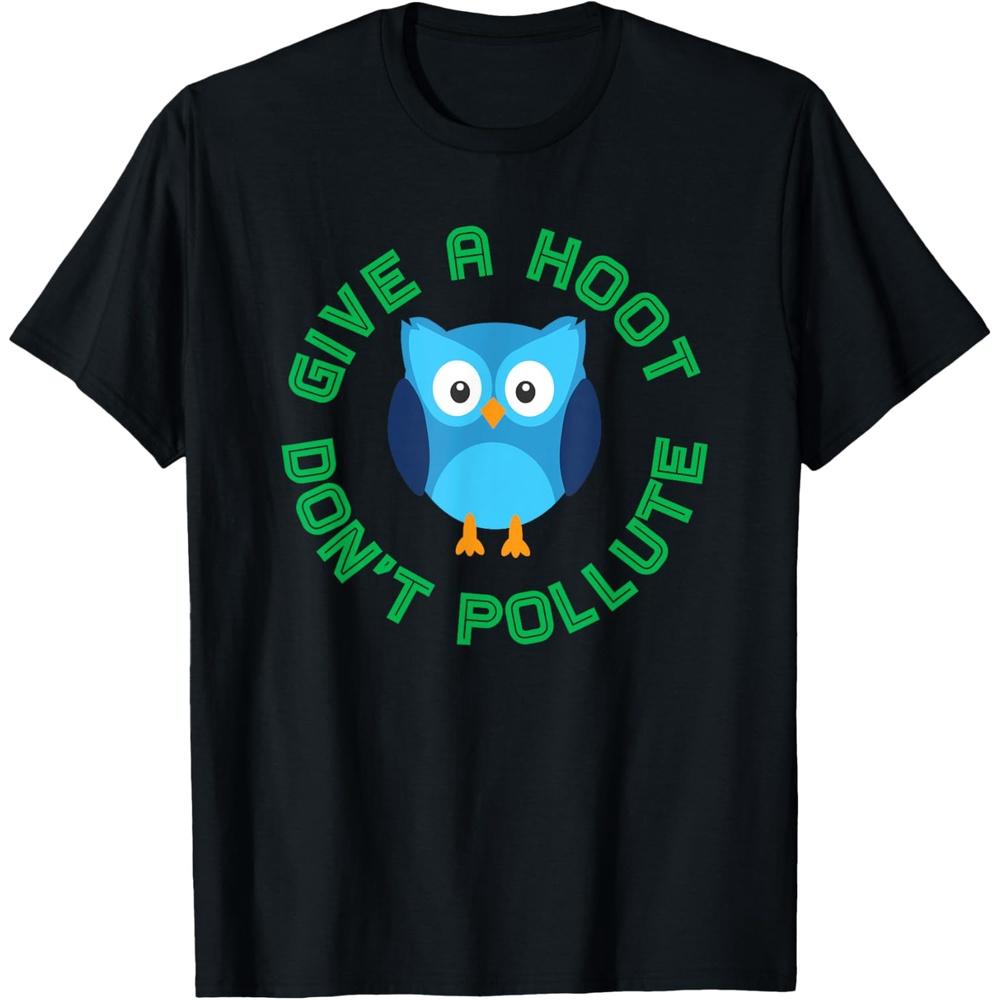 Give A Hoot Don t Pollute Shirt Boys Girls Owl Earth Day TShirt 3XL чёрный