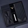 Tie Five-Piece Men'S Business Dress 8Cm Tie Blue Zipper Black Hand Tie Square Scarf Cufflinks