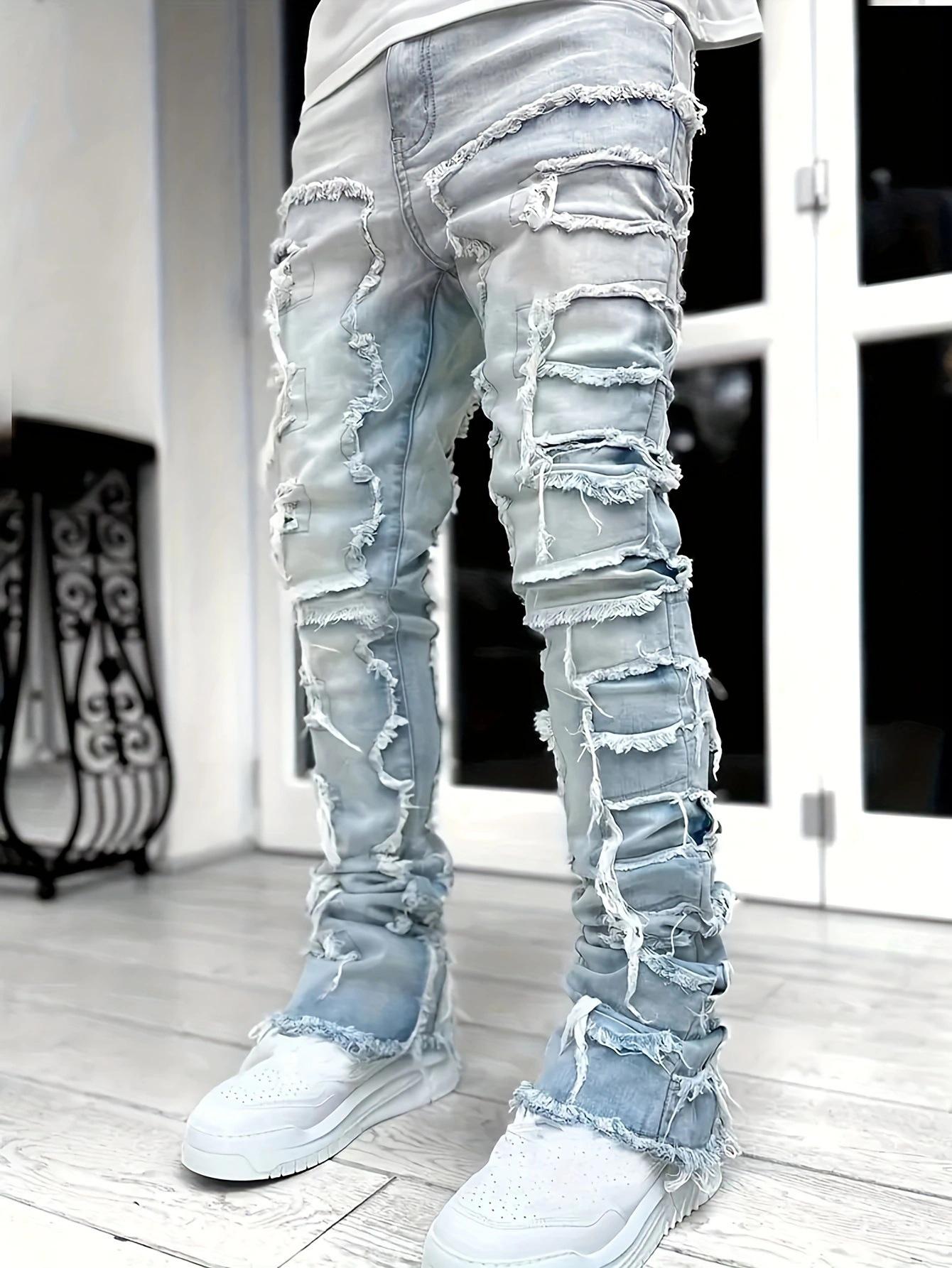 

Брюки в стиле Y2K с кисточками и эластичной резинкой для подростков на весну и осень 150 cm светло-синий