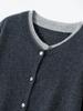 Women's Designer-Style Cashmere Cardigan: Round Neck, Color-Block, Faux Two-Piece Sweater