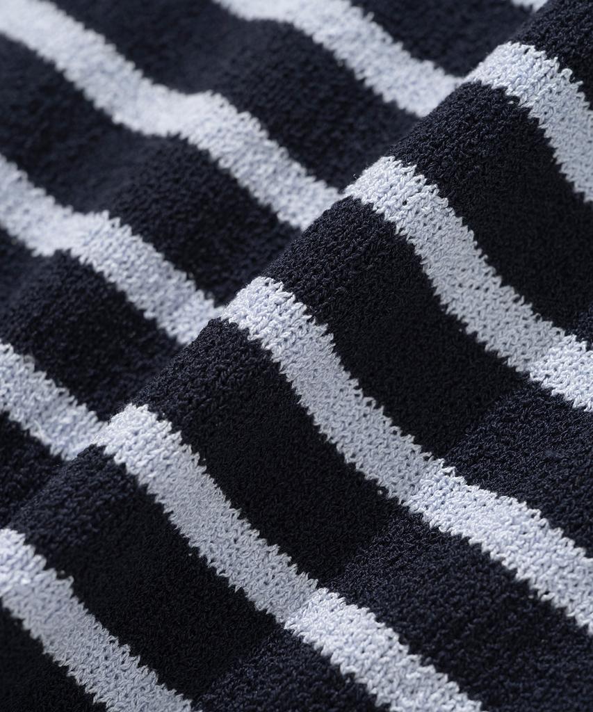 KNITTED (W) Boucle Stripe Collar Knit Navy