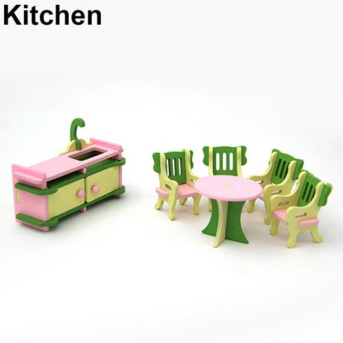 Puppenhaus-Möbel aus Holz, Miniatur-Puppenhaus, Zimmer-Set, Spielzeug, Weihnachtsgeschenk für Kinder