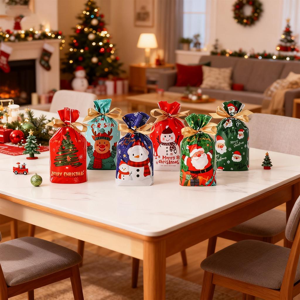 50 Pieces Christmas Drawstring Gift Bags Christmas Wrapping Bags Treats Christma S Party Pouch Sweet Candy Bags With Ribbon Ties