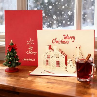 Felicitare de Crăciun 3D Pop Up Merry Christmas Cărți Cadou cu Plicuri Moș Crăciun Elan Om de Zăpadă Cărți de Sărbători pentru Petreceri de Crăciun Decor pentru Casă