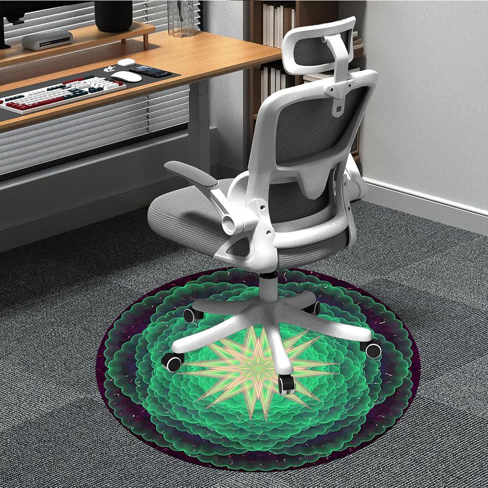 

1pc Green Kaleidoscope Pattern Chair Carpet for Office, Round Polyester Mat, Indoor Decor for Office, Washable Non-slip Carpet yy251219126 80cm by 80cm