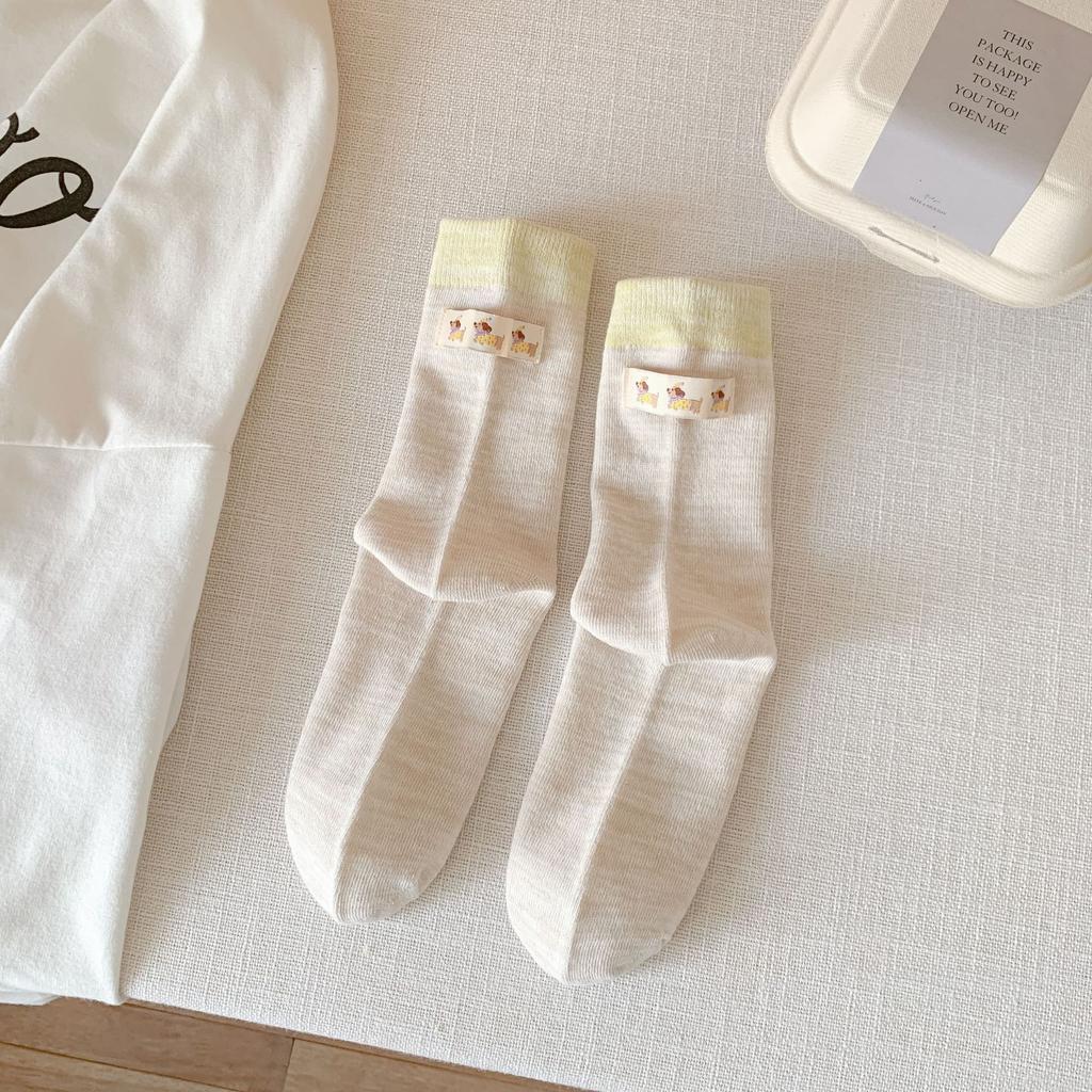 Socks Girls Are Cute Dachshund Puppies, Cloth Labels, Medium Socks, Trendy Color-Blocking Cartoon Girls, Piles Of Socks