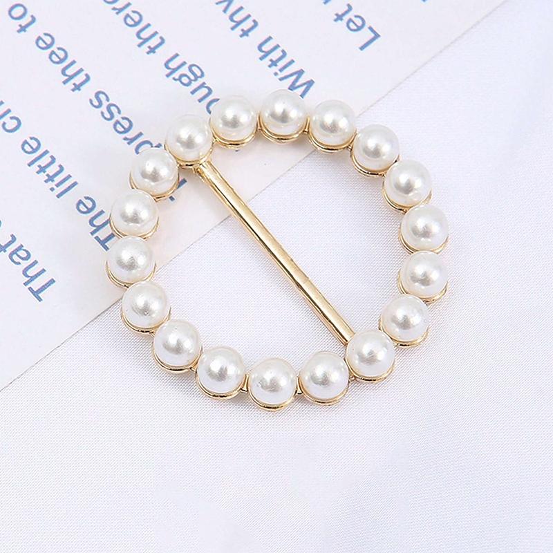 1PC Elegant Metallic Waist Buckles Exquisite Rhinestone Faux Pearls Waist Buckles Clothing Accessories Pearl Clothing Corner