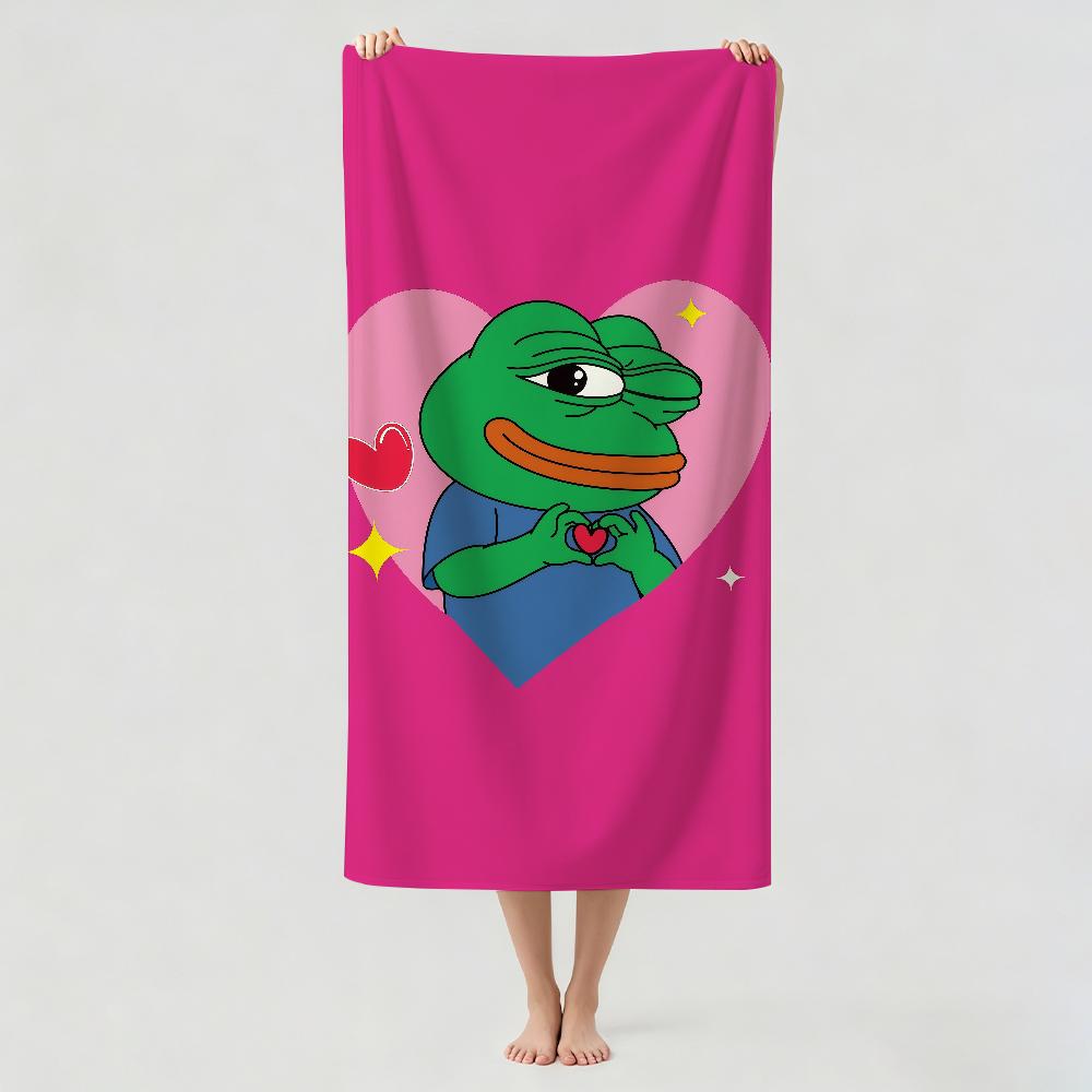 Funny P-Pepe the F-Frog Towel Drying Bath Towel Applicable To Light Swimming Camping Yoga Beach Out