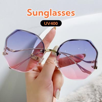 New Trend Transparent Gradient Frameless Sunglasses UV400 Protection Beach Travel Driving Shades Eyewear