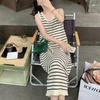 Sleeveless Striped Knitted Dress Women's Loose Split Neck Round Neck Summer New Models Show Thin Temperament Versatile Trend